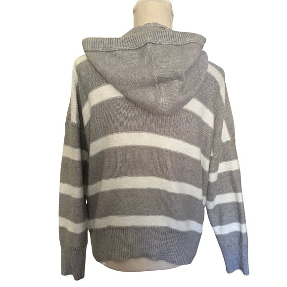 Joie Gray White Stripe Hoodie Sweater Women’s Small - Picture 3 of 7